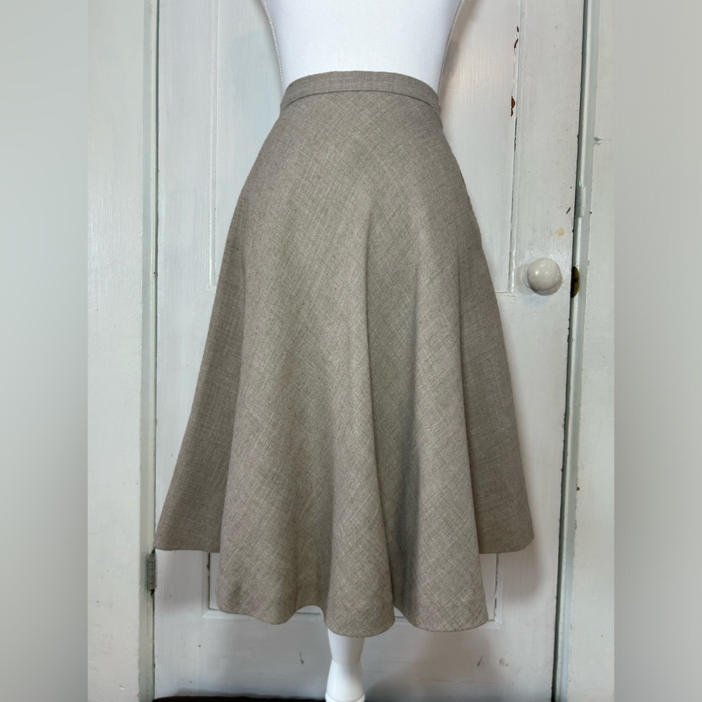 Vintage 1950’s Tan Cotton Blend A-line Skirt size Small EUC